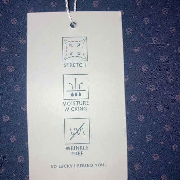 Lucky Brand Mens Button Up Shirt XL 34/35 17-17.5 Slim Fit Stretch Navy Blue - Picture 12 of 13